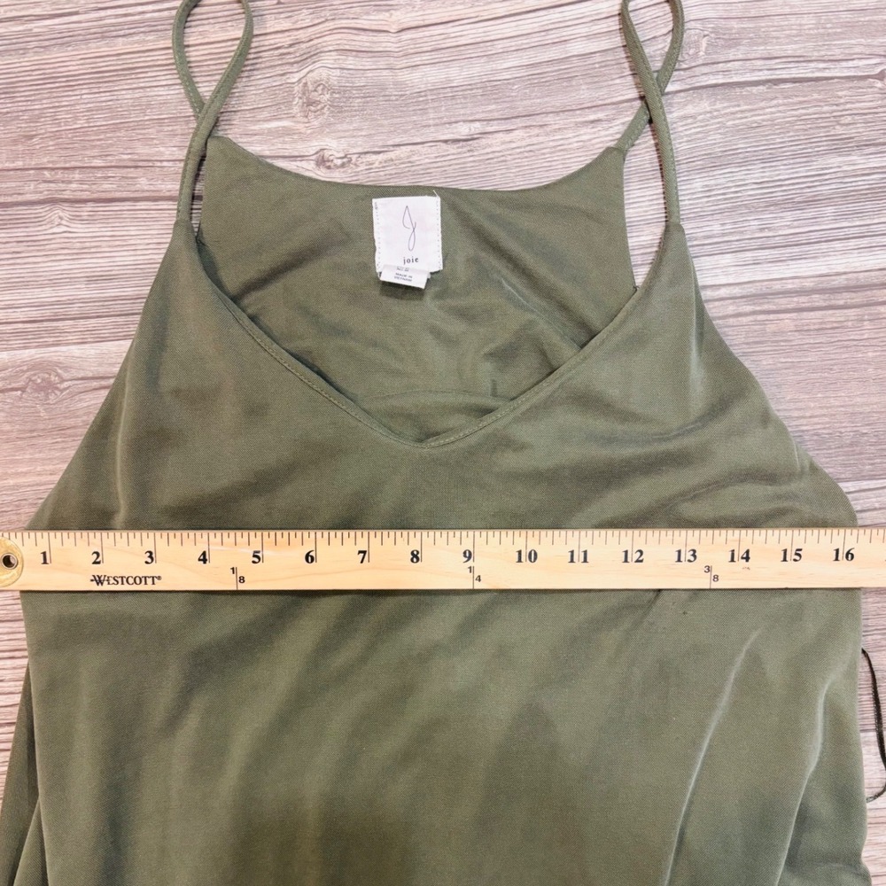 Joie Olive Green V-Neck Spaghetti Strap Sharkbite Midi Slip Dress Womens Medium - Picture 6 of 9
